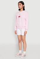 Womens Iris Sweet Cherry Graphic Print Sweatshirt, Pink, Size S