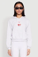 Womens Iris Very Cherry Graphic Print Hoodie, Grey, Size M