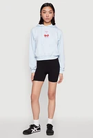 Womens Iris Very Cherry Graphic Print Hoodie, Blue, Size L