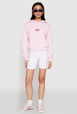 Womens Iris Very Cherry Graphic Print Hoodie, Pink, Size XL