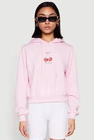 Womens Iris Very Cherry Graphic Print Hoodie, Pink, Size XL