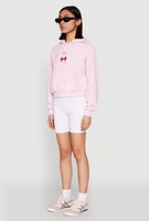 Womens Iris Very Cherry Graphic Print Hoodie, Pink, Size XL