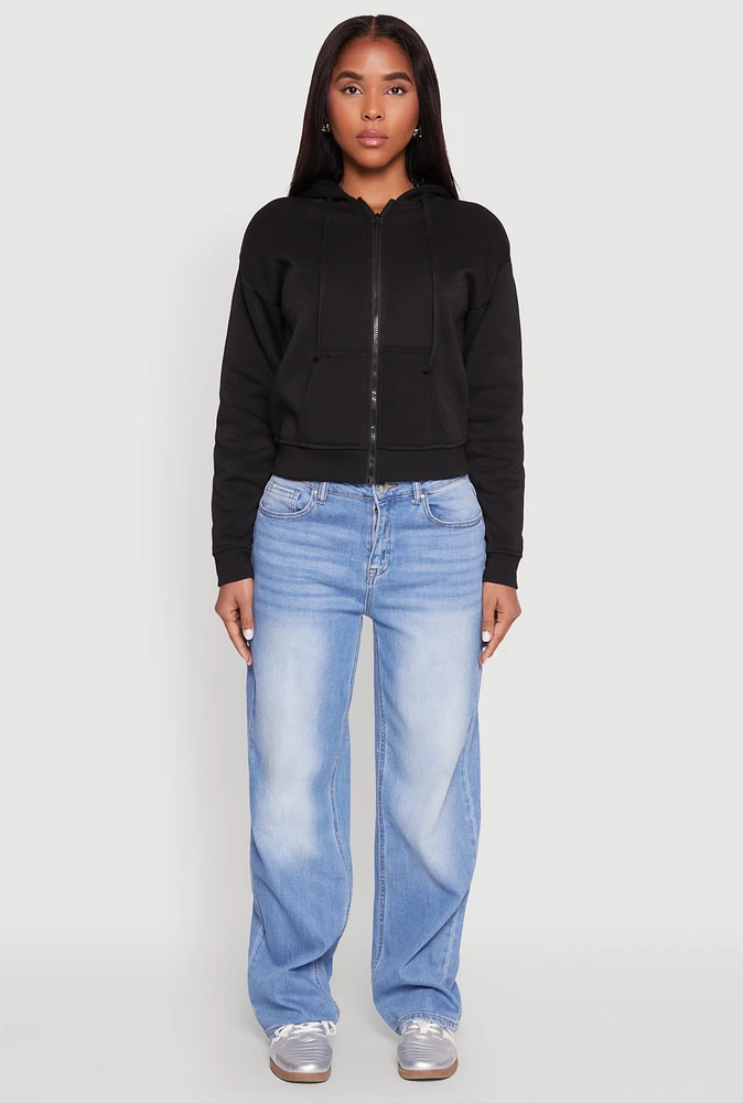 Womens Fleece Lined Zip Front Hoodie,