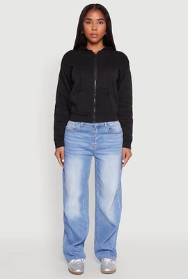 Womens Fleece Lined Zip Front Hoodie,