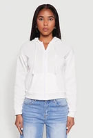 Womens Fleece Lined Zip Front Hoodie, White, Size S
