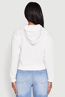 Womens Fleece Lined Zip Front Hoodie, White, Size S