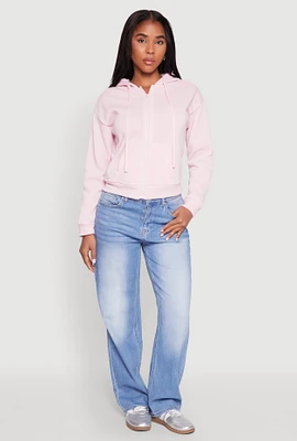 Womens Fleece Lined Zip Front Hoodie, Pink, Size S