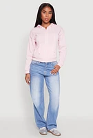 Womens Fleece Lined Zip Front Hoodie, Pink, Size L