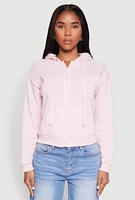 Womens Fleece Lined Zip Front Hoodie, Pink, Size S