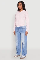Womens Fleece Lined Zip Front Hoodie, Pink, Size S