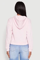 Womens Fleece Lined Zip Front Hoodie, Pink, Size S