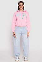 Womens Destination Graphic Cropped Hooded Sweatshirt,