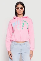 Womens Destination Graphic Cropped Hooded Sweatshirt,