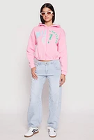 Womens Destination Graphic Cropped Hooded Sweatshirt,