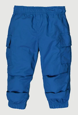 Toddler Girls Nylon Cargo Joggers, Blue,