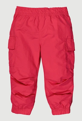 Toddler Girls Nylon Cargo Pocket Joggers, Pink, Size 4T