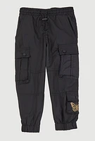 Toddler Girls Butterfly Parachute Cargo Pants, Black, Size 3T