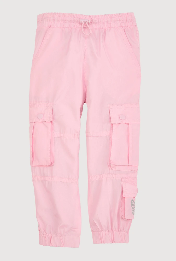 Toddler Girls Butterfly Parachute Cargo Pants, Pink, Size 3T