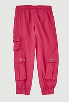 Toddler Girls Heart Detail Cargo Joggers, Pink, Size 4T