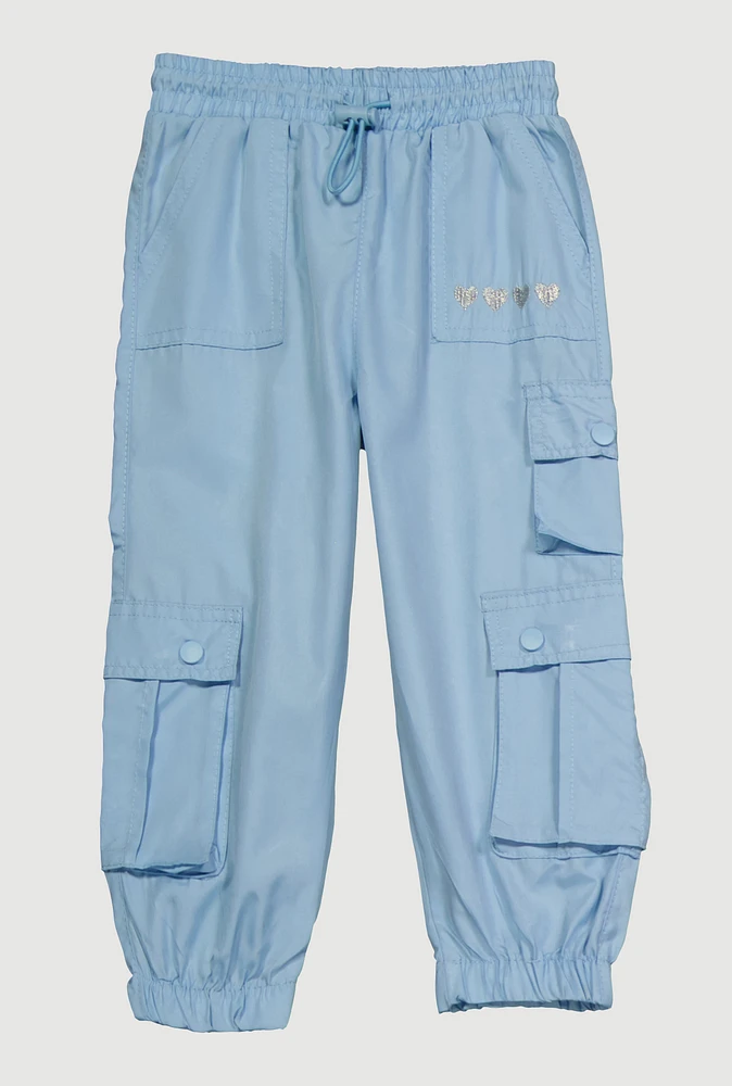 Toddler Girls Heart Detail Cargo Joggers,