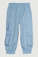 Toddler Girls Heart Detail Cargo Joggers, Blue, Size 2T