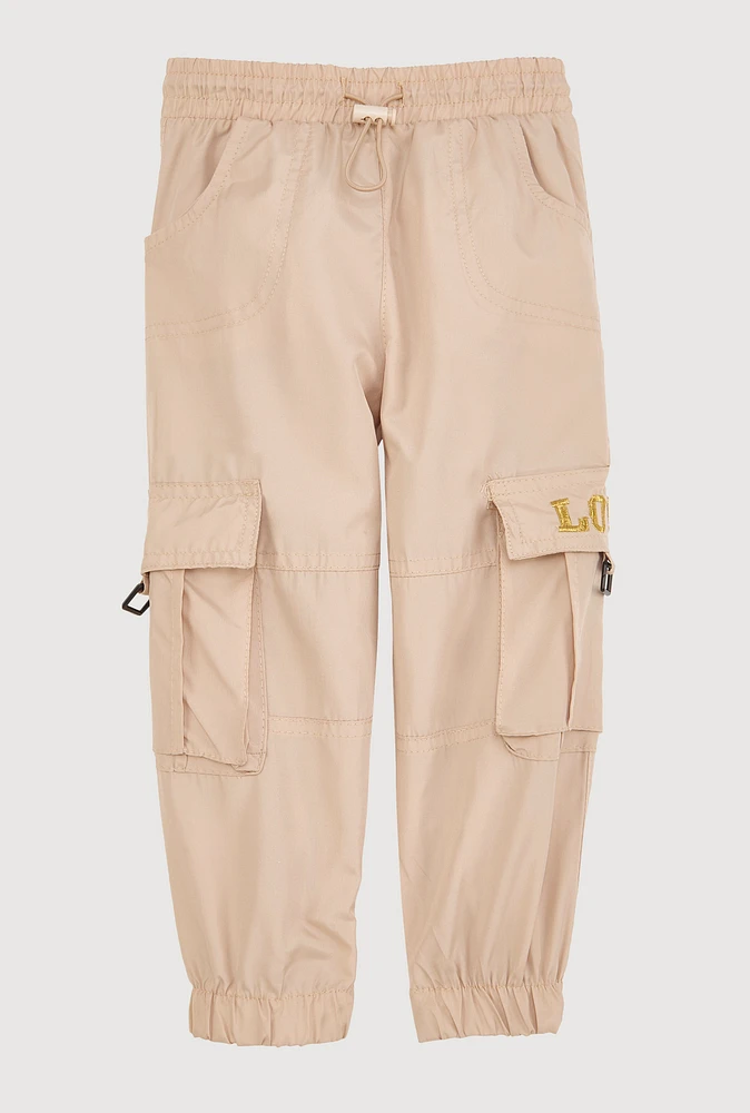 Toddler Girls Love Parachute Cargo Joggers, Khaki, Size 2T