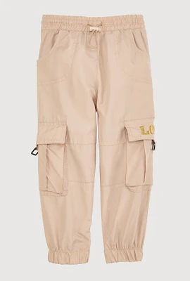 Toddler Girls Love Parachute Cargo Joggers, Khaki, Size 2T