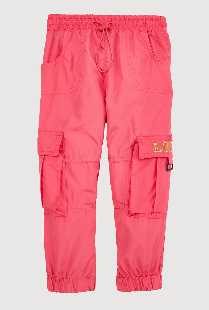 Toddler Girls Love Parachute Cargo Joggers, Pink, Size 2T