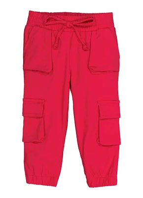 Toddler Girls Stretch Cargo Pocket Joggers, Pink, Size 2T