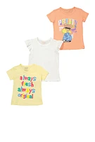 Toddler Girls Short Sleeve Tops Set of 3, Multi, Size 2T