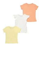 Toddler Girls Short Sleeve Tops Set of 3, Multi, Size 2T