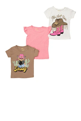 Toddler Girls Western Graphic Tops Set of 3, Multi,