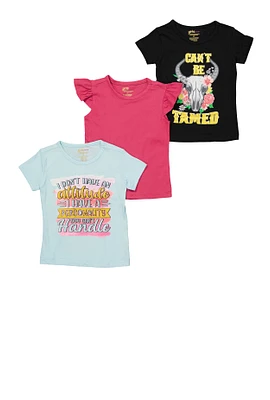 Toddler Girls Graphic Tops Set of 3, Multi, Size 4T