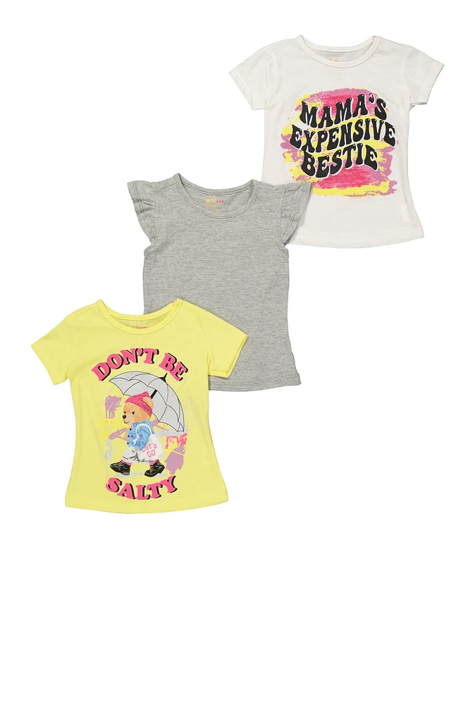 Toddler Girls Dont Be Salty Graphic Tops Set of 3, Multi, Size 4T