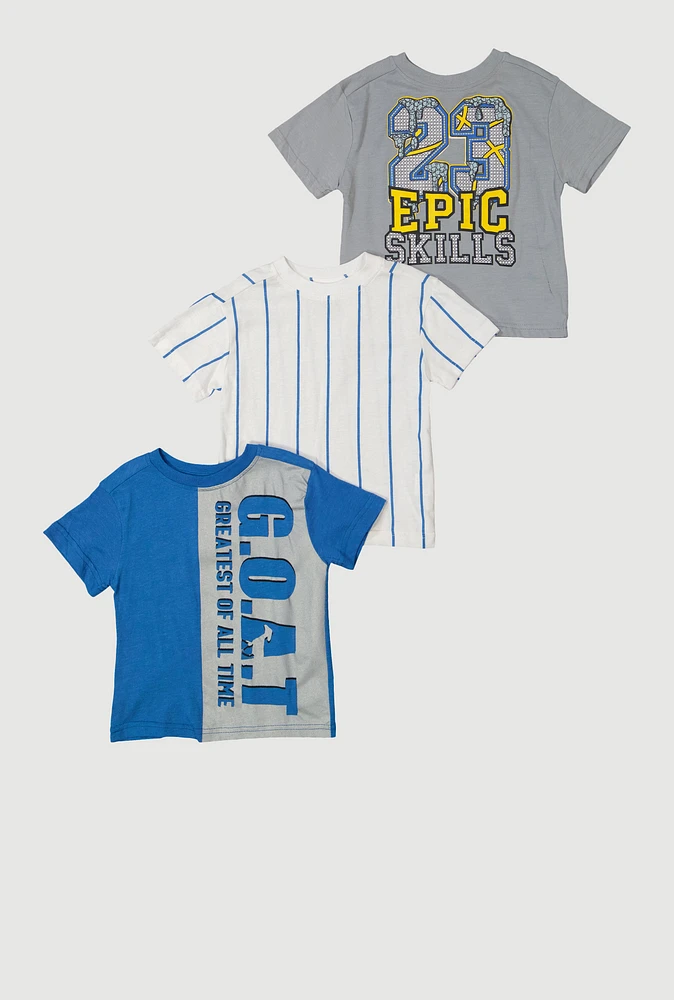 Toddler Boys Graphic Print Tees 3 Pack, Blue,