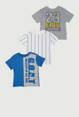 Toddler Boys Graphic Print Tees 3 Pack, Blue,