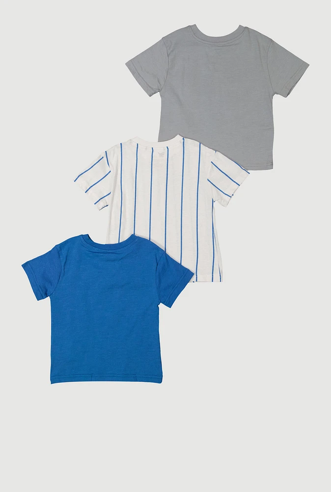 Toddler Boys Graphic Print Tees 3 Pack, Blue, Size 2T