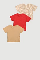 Toddler Boys Stay Cool Checkered Graphic Tees 3 Pack, Multi, Size 4T