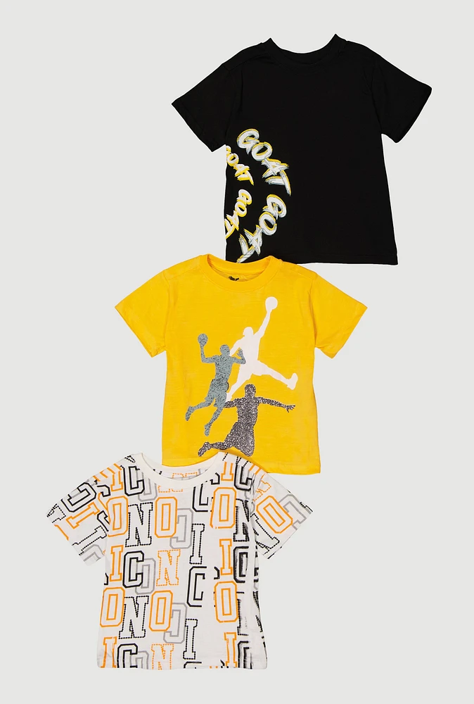 Toddler Boys GOAT Graphic Tees 3 Pack, Yellow, Size 2T