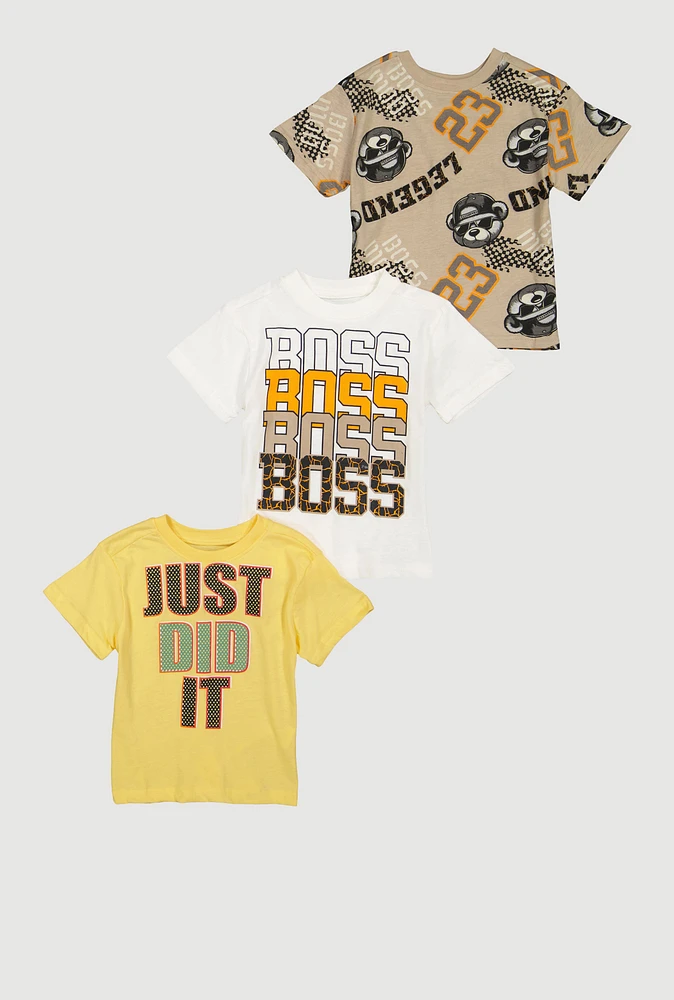 Toddler Boys Boss Graphic Tees 3 Pack, Multi, Size 3T