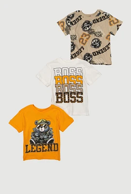 Toddler Boys Boss Graphic Tees 3 Pack, Multi,