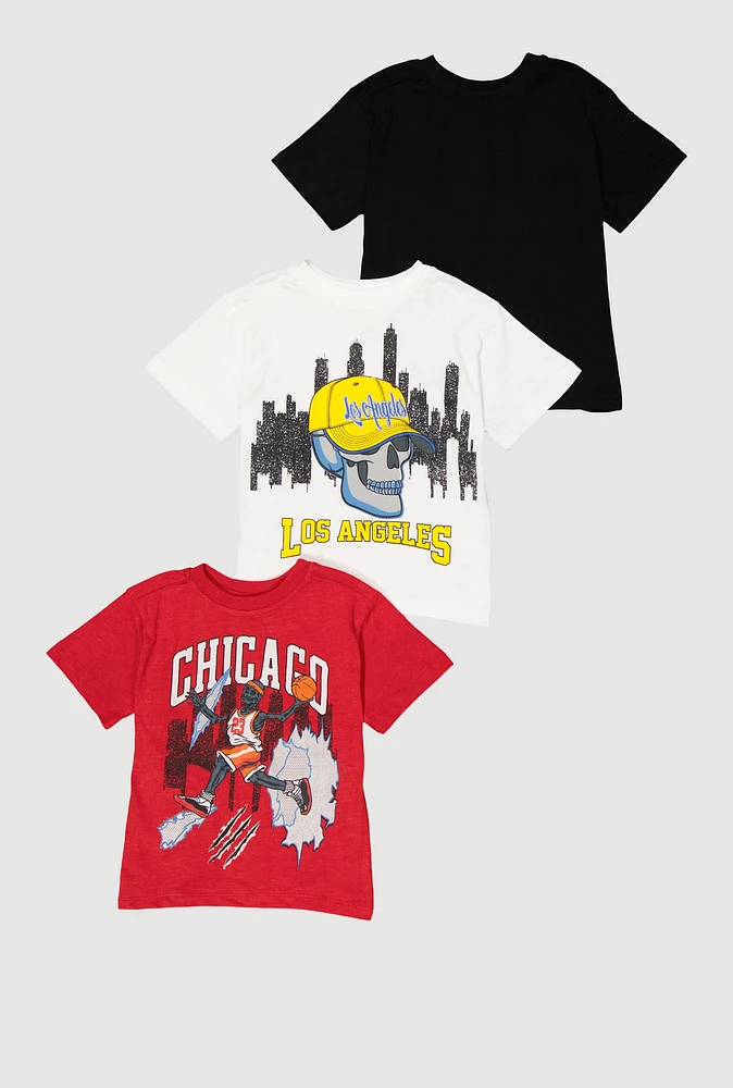 Toddler Boys City Graphic Tees 3 Pack, Multi, Size 4T