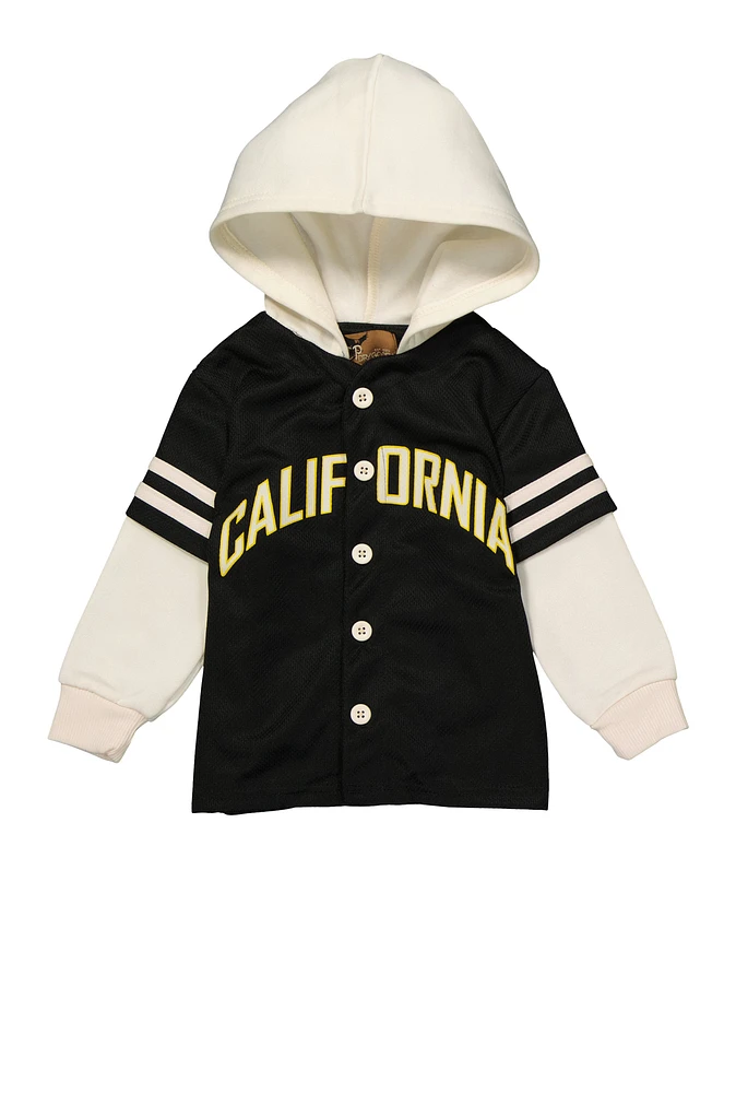 Toddler Boys City Hooded Mesh Jersey, Black, Size 3T