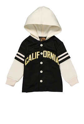 Toddler Boys City Hooded Mesh Jersey, Black, Size 3T