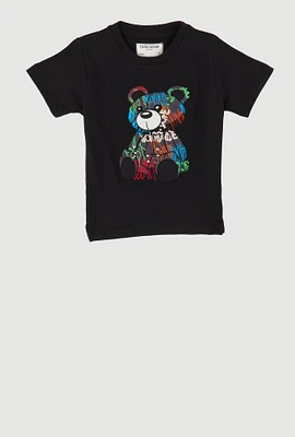 Toddler Boys Embroidered Graffiti Bear Graphic Tee, Black, Size 2T