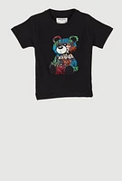 Toddler Boys Embroidered Graffiti Bear Graphic Tee, Black,