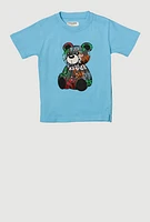 Toddler Boys Embroidered Graffiti Bear Graphic Top, Blue, Size 4T