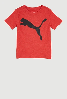 Toddler Boys Puma Logo Crew Neck T Shirt, Red, Size 2T
