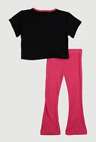 Toddler Girls Queen Graphic Tee and Rib Knit Pants, Multi, Size 2T