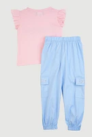 Toddler Girls Rhinestone Queen Graphic Top and Joggers, Multi, Size 2T